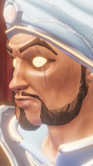 Zoltan in his frost skin: an icy white turban with pale blue frost patterns.